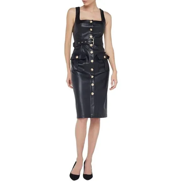 L’Agence Womens L'agence Idy Button Front Tank Dress, Black - Picture 1 of 4